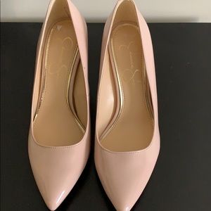 Jessica Simpson tan pumps